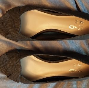 Mix No. 6 Snakeskin Matte Black Open Toe Flats